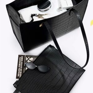 BEIS Work Tote Black Croc